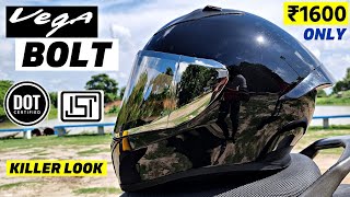 Vega Bolt Black Helmet Review In Hindi  ISI amp DOT Certified🔥  Best Helmet Under 2000  Vega Black [upl. by Isleana320]