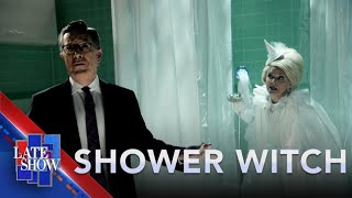 Stephen Colbert Meets The Shower Witch  With Jon Hamm And Amy Sedaris [upl. by Anom]