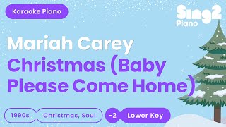 Mariah Carey Darlene Love  Christmas Baby Please Come Home Lower Key Piano Karaoke [upl. by Hamitaf559]