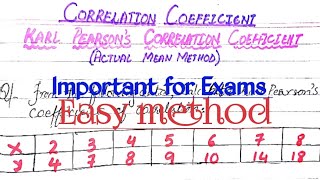 Correlation coefficient Karl Pearson Coefficient of Correlation Actual Mean method [upl. by Sivaj]