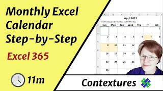 Make Monthly Calendar in Excel 365 StepbyStep [upl. by Esra419]