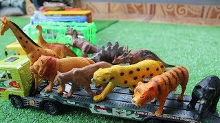 Mainan Mobil Truk  Belajar Nama dan Suara Binatang serta Dinosaurus dalam Bahasa Inggris [upl. by Ayotac]