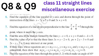 class 11 straight lines miscellaneous exercise Q8 AND Q9 [upl. by Yerak848]