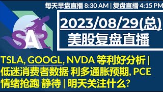 美股直播0829复盘 TSLA GOOGL NVDA 等利好分析  低迷消费者数据 利多通胀预期 PCE 情绪抢跑 静待  明天关注什么 [upl. by Nosnev]