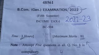 INCOME TAX QUESTION PAPER OF 202223Question paper of Income Tax of IMPORTANT QUESTION OF INCOMETAX [upl. by Ok]