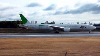 SKY ECO Japan Airlines Boeing 777300ER JA731J taxiing and takeoff from ITM Osaka  Itami Intl [upl. by Rattan]