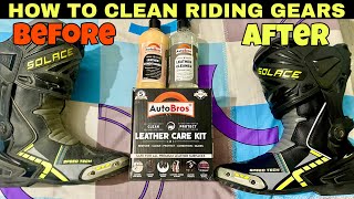 AutoBros Leather Care Kit Unboxing  How to Clean Riding BootsSolace Speed Tech Boots V2 [upl. by Compton]