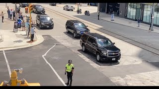 Watch Donald Trumps motorcade in downtown Milwaukee heading to Fiserv Forum for the RNC Wednesday [upl. by Ylsel426]