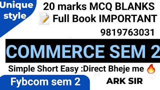 2024 Mcq TrueFalse 20 marks Commerce II 2 sem2 FYBCOM MUMBAI UNIVERSITY IDOL EXAM ARK sir [upl. by Neill]