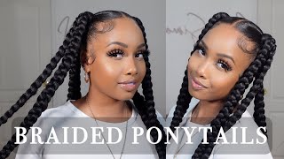 How To Braided Ponytail With Braiding Hair  Beginner Friendly [upl. by Oakman545]