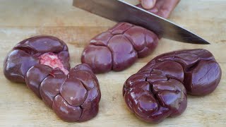 Fried Beef Kidneys  How to Cook Beef Kidney in my Village [upl. by Noret]