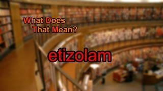 What does etizolam mean [upl. by Hastie]