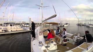 Sailboat Docking Maneuvers 180 degree turn at slip with 2kt ebb tide [upl. by Ardnac696]