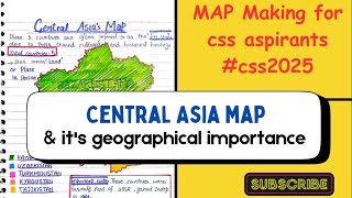 Central Asia Mapcountries geography and capitals css2025 css2024 css2023 csspreparation [upl. by Ailecara]