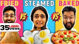 😱 Eating only FRIED STEAMED OR BAKED Food 😱 60 Min Food Challenge [upl. by Nuyh285]