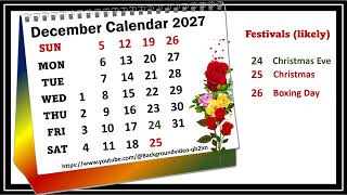 December Calendar 2027 decembercalender2027 [upl. by Corabelle]