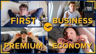 Flying With LUFTHANSA In All Four Classes First Class Business Premium amp Economy [upl. by Ekalb]