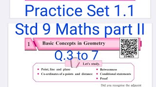 Practice Set 11  Q3 to 7  L1 Basic concepts in Geometry  Maths part II  Std 9 [upl. by Endora]