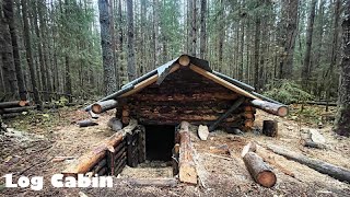 I made myself a LOG CABIN UNDERGROUND  ROOF CONSTRUCTION  solo bushcraft [upl. by Annawoj439]