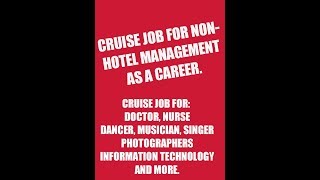 Cruise ship job for Nonhotelmenagement as a career For doctor nurse dancer singer magician [upl. by Arriaet]