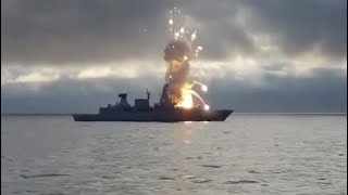 Russian missile ship quotSerpukhovquot burned in Baltic Sea [upl. by Jackquelin]