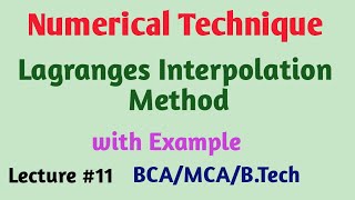 lagranges interpolation method numerical technique BCS 054 Part 11 [upl. by Eirol]