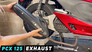 Honda PCX 125  Exhaust Removal  Installation  Mitchs Scooter Stuff [upl. by Annadal]