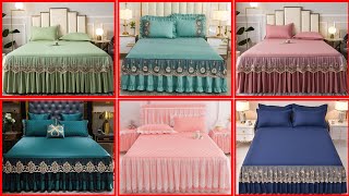 1pc Simple Solid Color Bed Skirt Elastic Adjustable single Bed Skirt No Pillowcase [upl. by Aiuqat335]