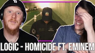 COUPLE React to Logic  Homicide ft Eminem  OFFICE BLOKE DAVE [upl. by Alleoj51]