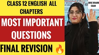 Class 12 English most important questions  LAST MINUTE REVISION CBSE CLASS 12 ENGLISH [upl. by Narrad]