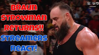 Streamers React Braun Strowman Returns on Raw wwe wweraw wwedraft [upl. by Samy]