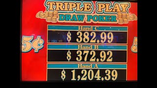 Video Poker Triple Play  Triple Double Bonus Poker All Hands Progressive Play Session [upl. by Joellen]