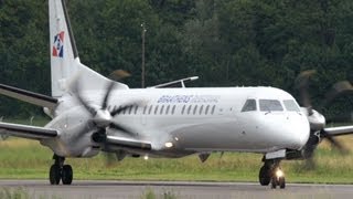 Saab 2000 Braathens Regional Take Off at Bern Airport  Nice Turboprop Sounds [upl. by Ecinnej]