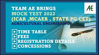 Agricultural Engineering Mock test 2022 I icar jrf preparation I mcaer 2022 exam Date I free I gate [upl. by Airekat]