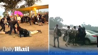 Moment terrified victims flee Hamas gunmen during attack on Nova festival in Israel where 260 died [upl. by Sandell768]