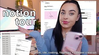 NOTION TOUR free template ♡⋆˙ ORGANISING work coding gym  finances  simple but aesthetic [upl. by Odrarebe]