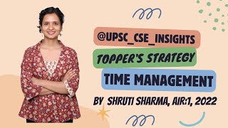 🔥WHATS THE TOPPERS STRATEGY FOR TIME MANAGEMENT🤔 upsc topperstrategy shrutisharma [upl. by Dehlia668]