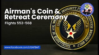 USAF BMT Airmans Coin amp Retreat Ceremony Flights 553568  September 4 2024 [upl. by Garik]