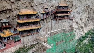 China’s Cliffside Hanging Temple under Revamp [upl. by Ynaffit]