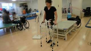 Reciprocating gait of a patient with bilateral hip disarticulation [upl. by Dafodil307]