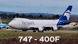 NETWORK AVIATION BOEING 747400F Departing Birmingham Airport [upl. by Dymphia]