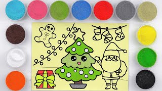 Sand painting Christmas tree and Santa Claus with presents [upl. by Okajima]