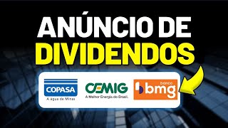 ðŸ’°RECORDE DE DIVIDENDOS NA COPASA E NOVO ANÃšNCIO DE BANCO BMGB4 CSMG3 CMIG4 [upl. by Utas]