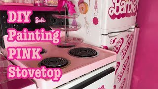 DIY Painting PINK Stovetop♡Azusa Barbie [upl. by Clyte680]