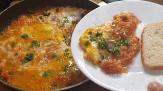 How To Make Menemen  Turkish Eggs Dish With Cheese And Tomato Sauce  Easy Turkish Breakfast Recipe [upl. by Maurili]