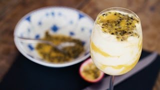 10minute light and creamy mango and passionfruit syllabub recipe [upl. by Marianna678]