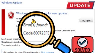 Solved Windows 7 Update Error 80072efe  Error Code 80072EFE Problem Fixed  Unable to Update Win 7 [upl. by Hodge]