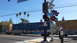 UP 726 Florin Flyer Local SACRT Light Rail  Horn Rd Railroad Crossing Rancho Cordova CA [upl. by Elsworth]