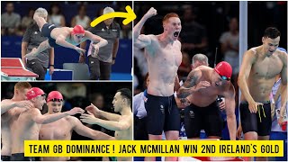 🇬🇧 Team GB and Irelands Jack McMillan gold medal in mens 4x200M freestyle relay Olympic  Britain [upl. by Koslo]