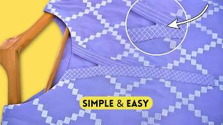 Boat Neck with V Placket Double Thread Design  Beginner Tutorial  اردو  हिंदी [upl. by Volny]